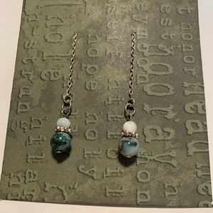 Dainty Moss Agate Earrings